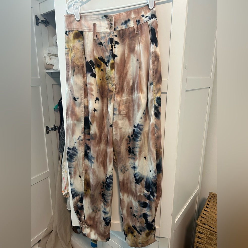 Zara Tie-Dye Patterned Silk Pants